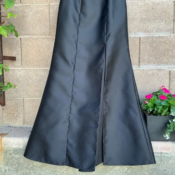 NWT Alfred Sung V-Neck Halter Satin Trumpet Dress Gown Size 6 D761 Black Party - Picture 5 of 10